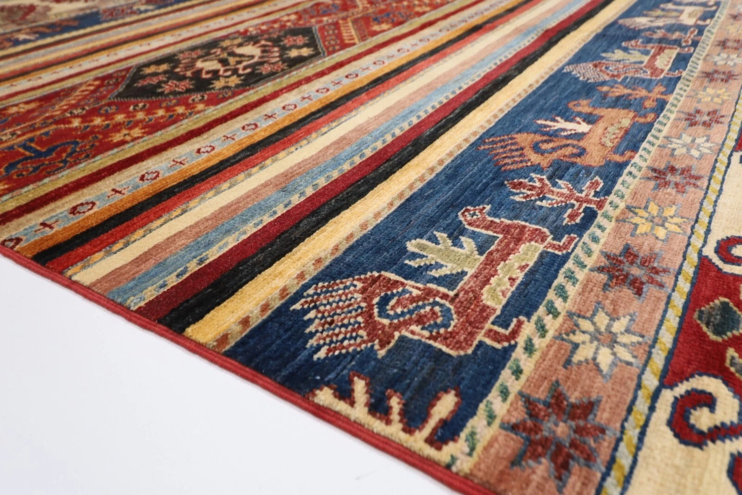 204 x 294 cm | Striped Afghan Tribal Hand Knotted Carpet