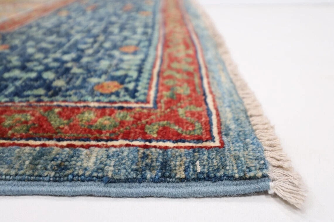 188 x 271 cm | Mamluk Blue Afghan Tribal Hand Knotted Veg Dye Wool carpet