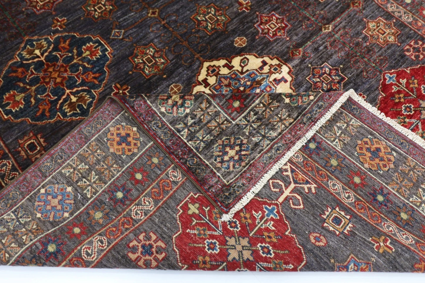 182 x 275 cm | Kazak Afghan Tribal Hand Knotted Veg Dye Wool carpet