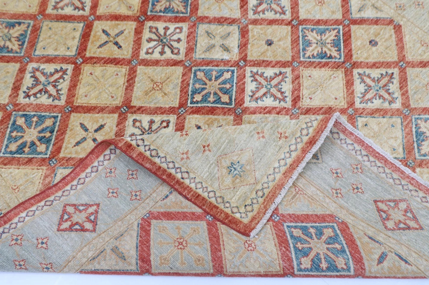 172 x 248 cm | Oriental Afghan Tribal Hand Knotted Veg Dye Wool Carpet