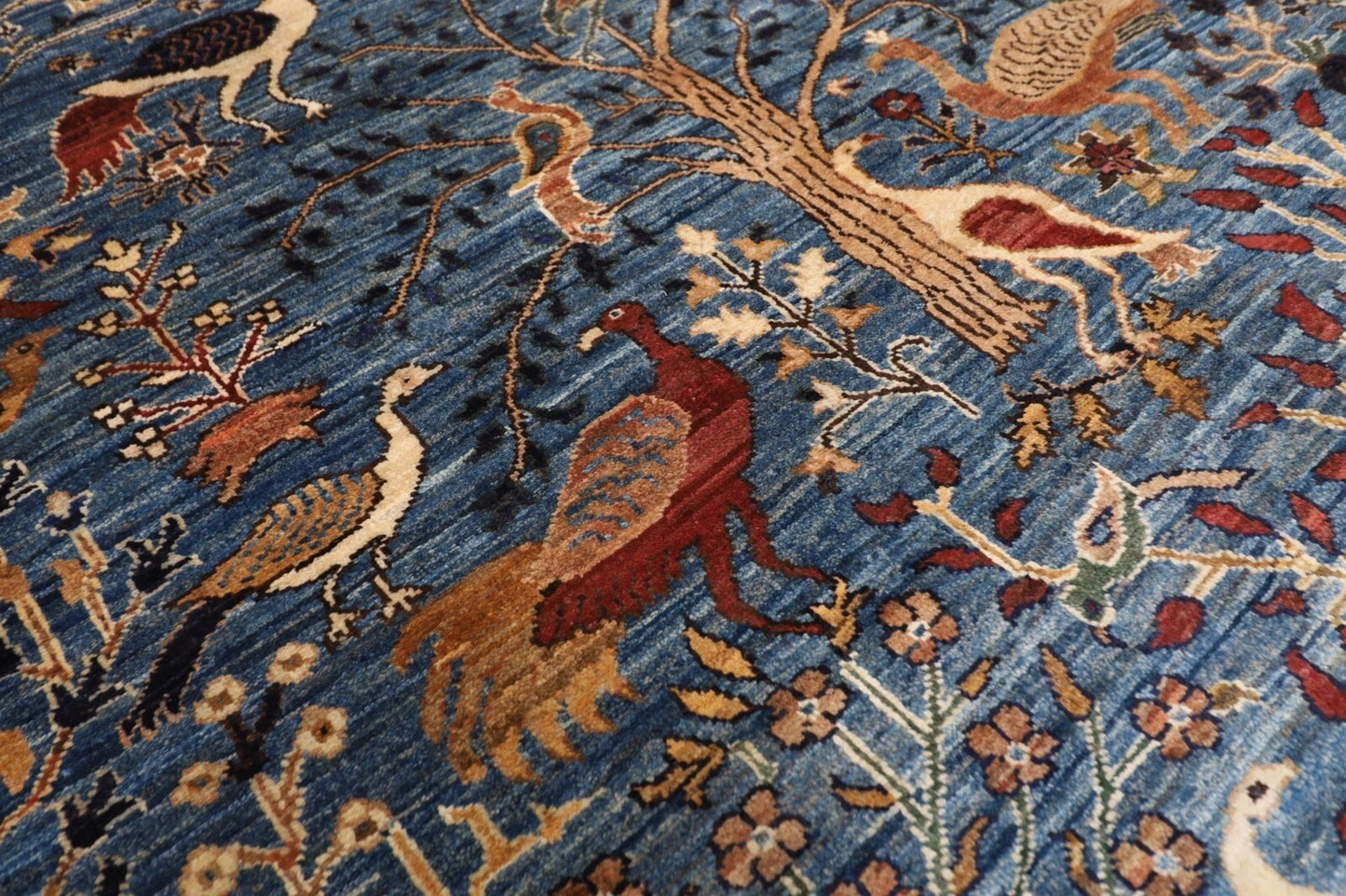 153 x 200 cm | Birds Afghan Tribal Hand Knotted Veg Dye Wool Carpet