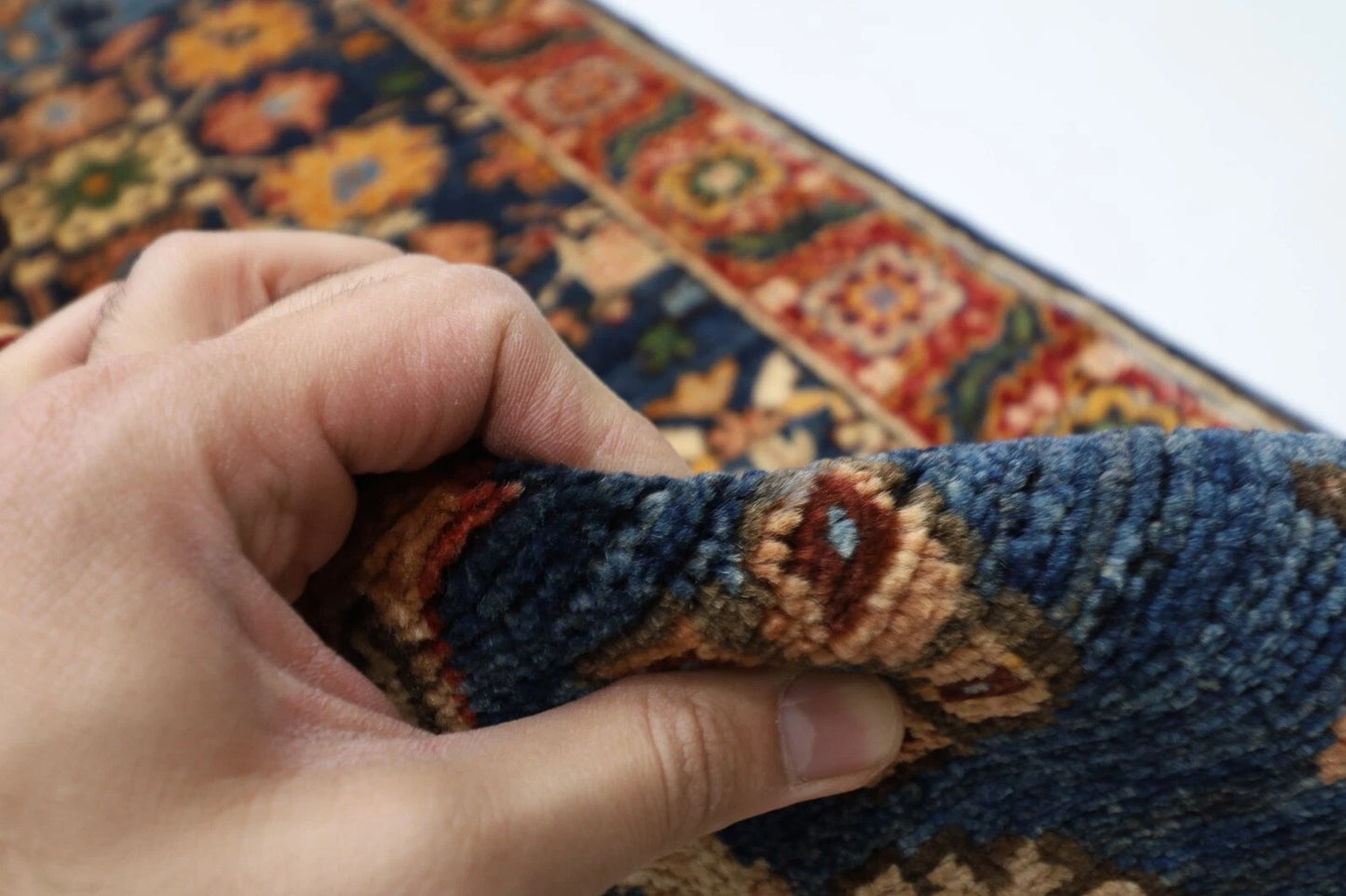 73 x 935 cm | Long Navy Blue Afghan Tribal Hand Knotted Wool Runner