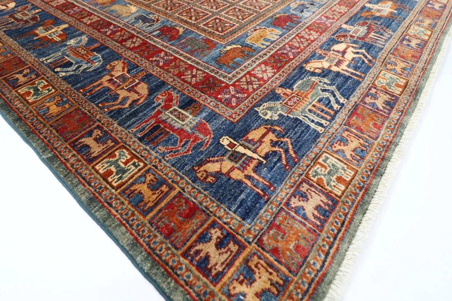 152 x 207 cm | Pazyryk Afghan Tribal Hand Knotted Veg Dye Wool carpet