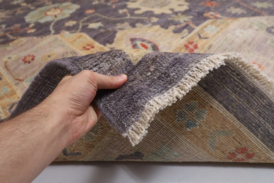 311 x 425 cm | Oushak Grey Afghan Tribal Hand Knotted Carpet