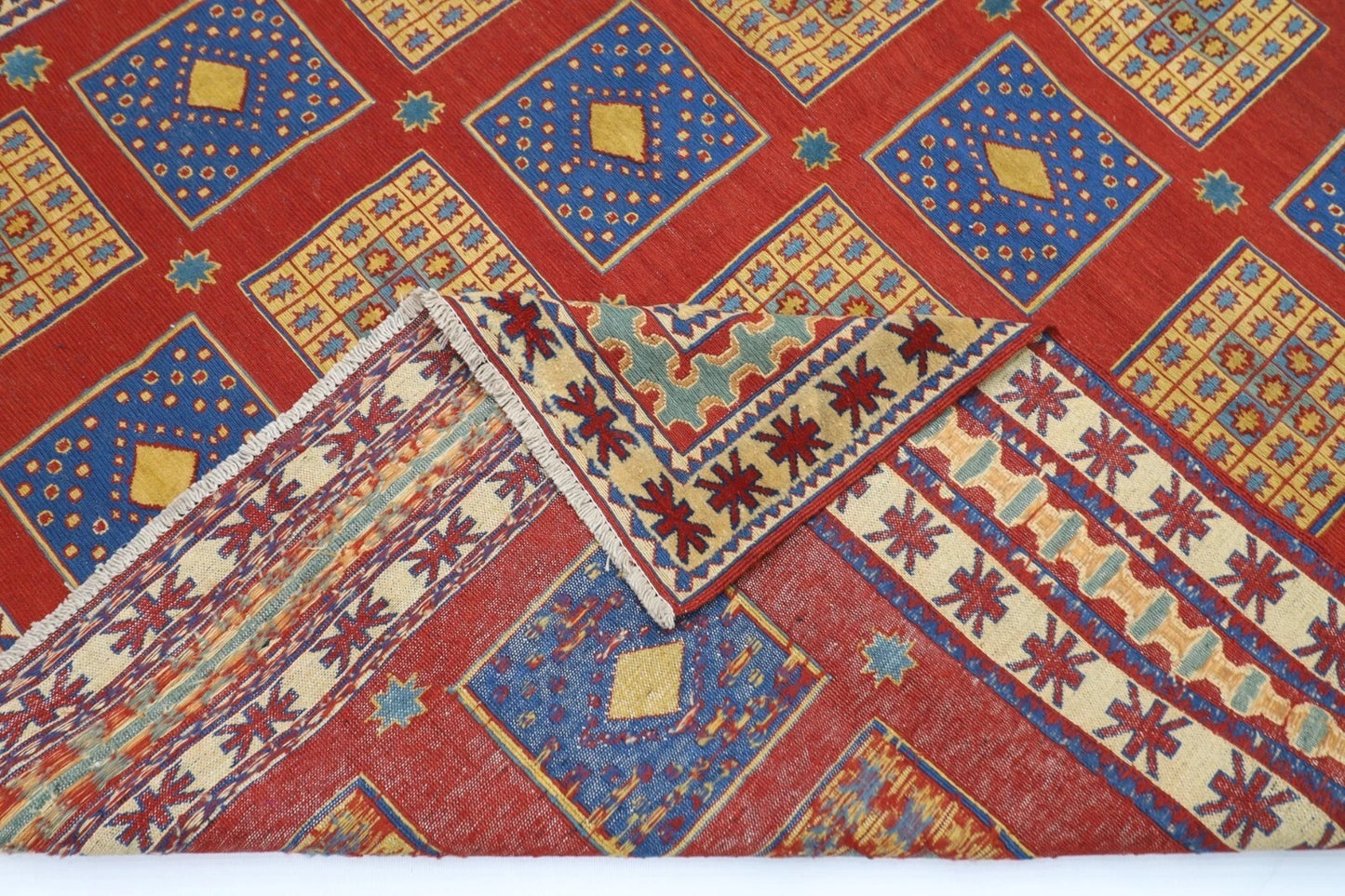 188 x 234 cm | Kilim Afghan Tribal Hand Knotted Veg Dye Wool Carpet