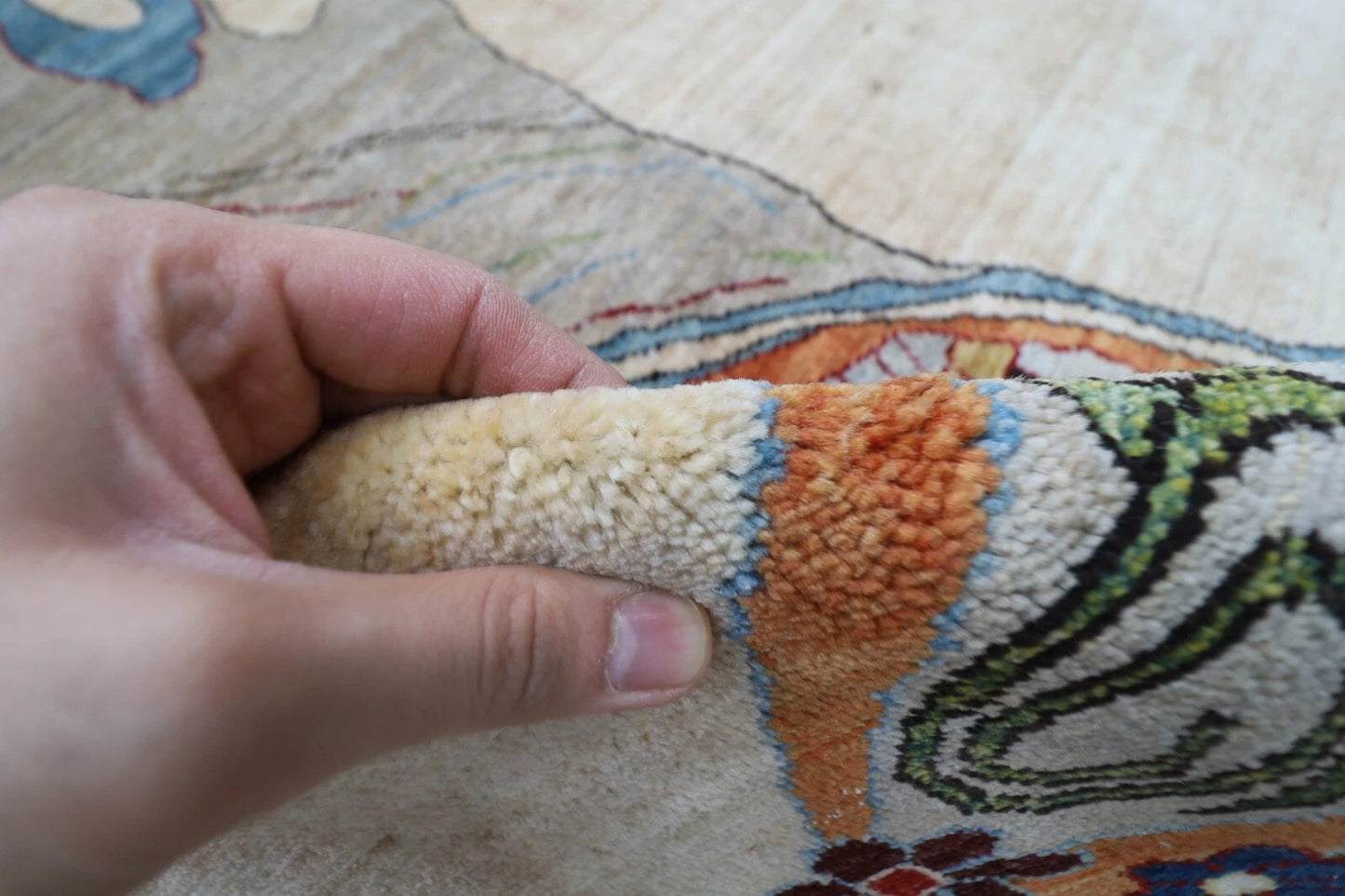 176 x 247 cm | Beige Afghan Tribal Hand Knotted Veg Dye Wool Carpet