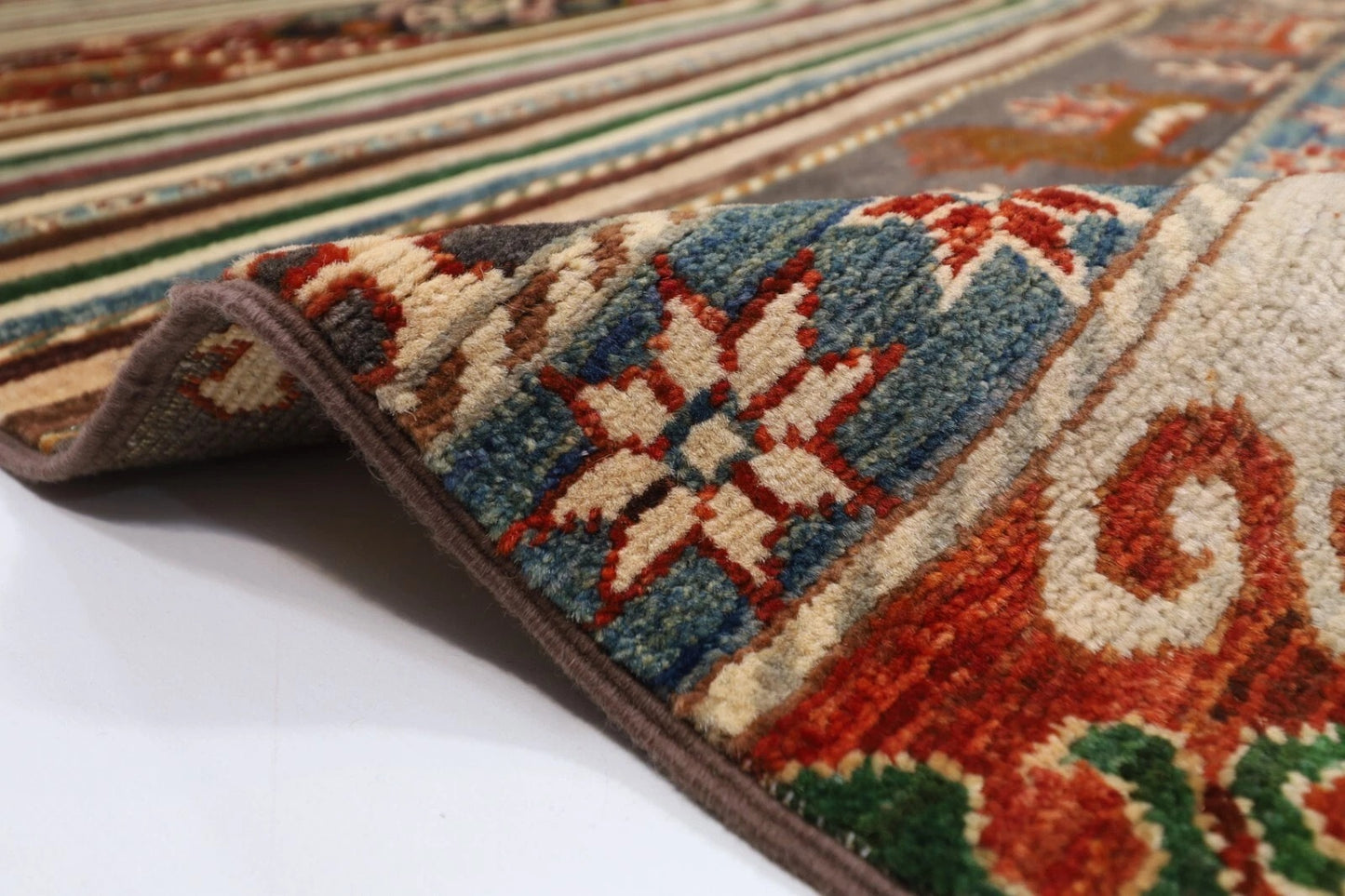 196 x 299 cm | Striped Afghan Tribal Hand Knotted Carpet