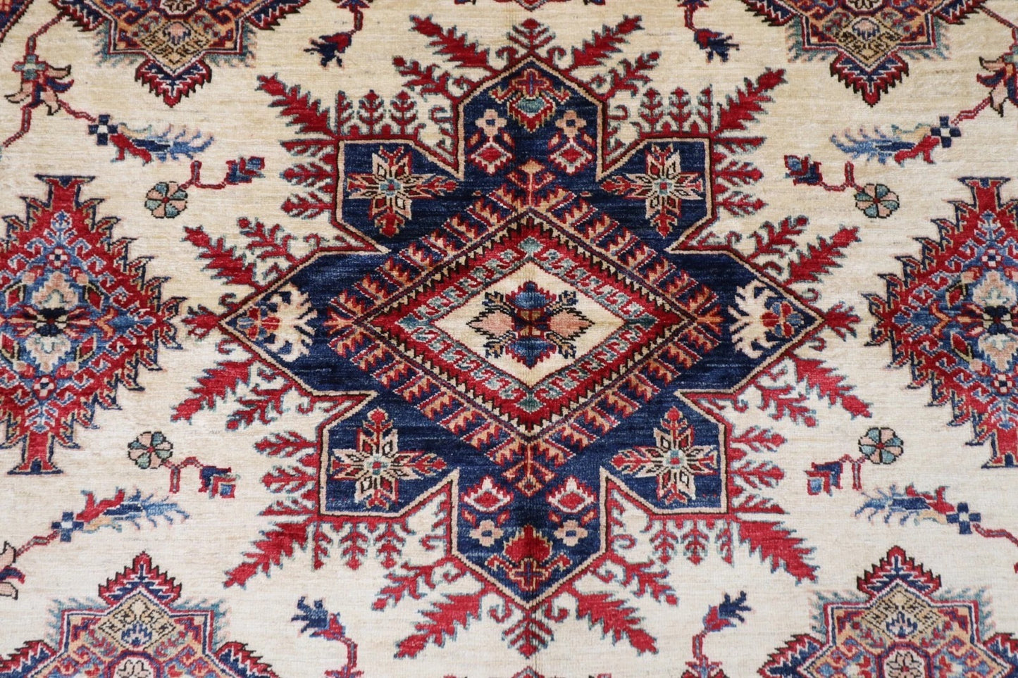250 x 247 cm | Kazak Afghan Tribal Hand Knotted Wool Round Carpet