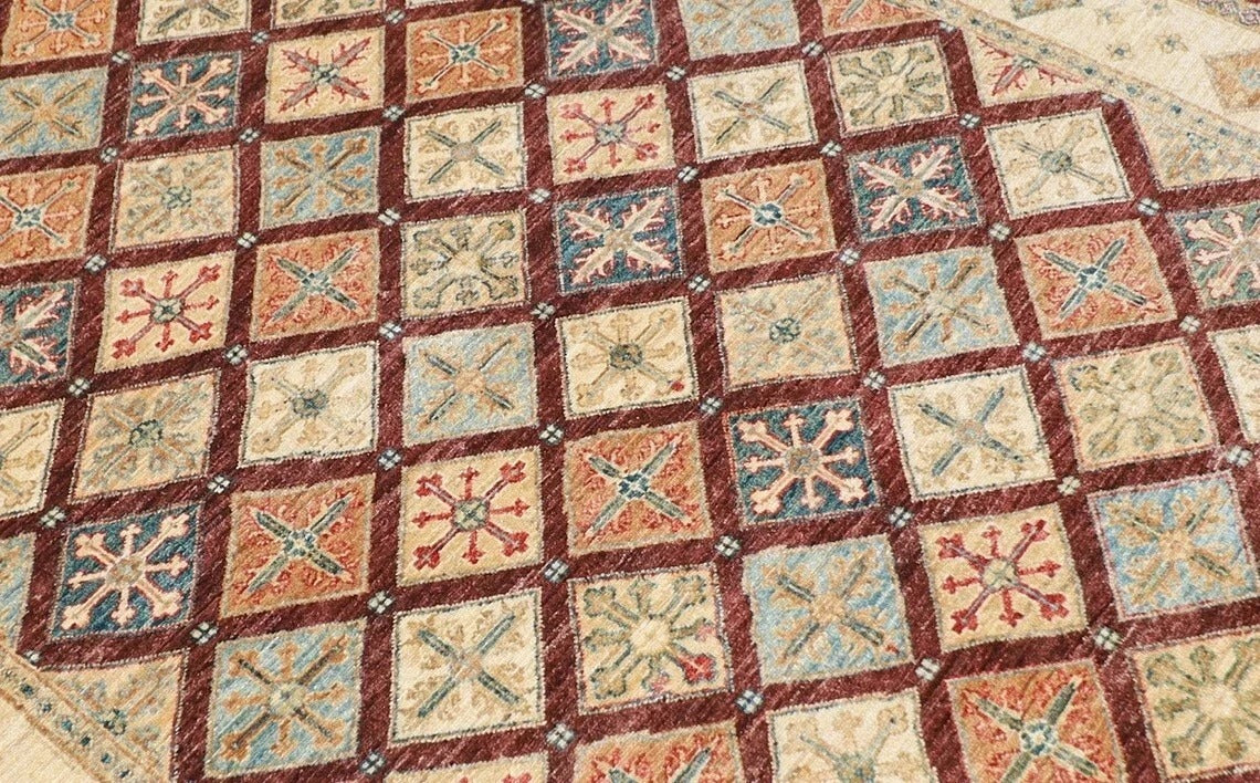 151 x 203 cm | Tribal Hand Knotted Veg Dye Wool Carpet