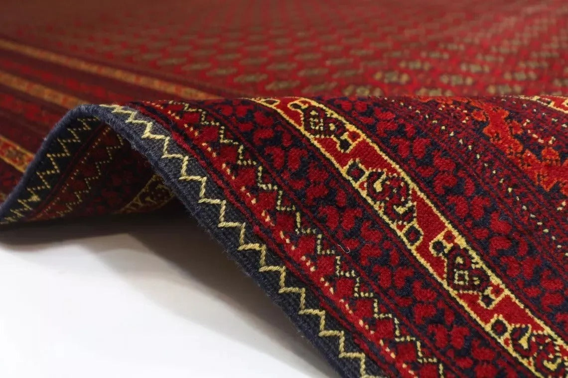 202 x 293 cm | Fine Mori Bokhara Afghan Tribal Hand Knotted Carpet
