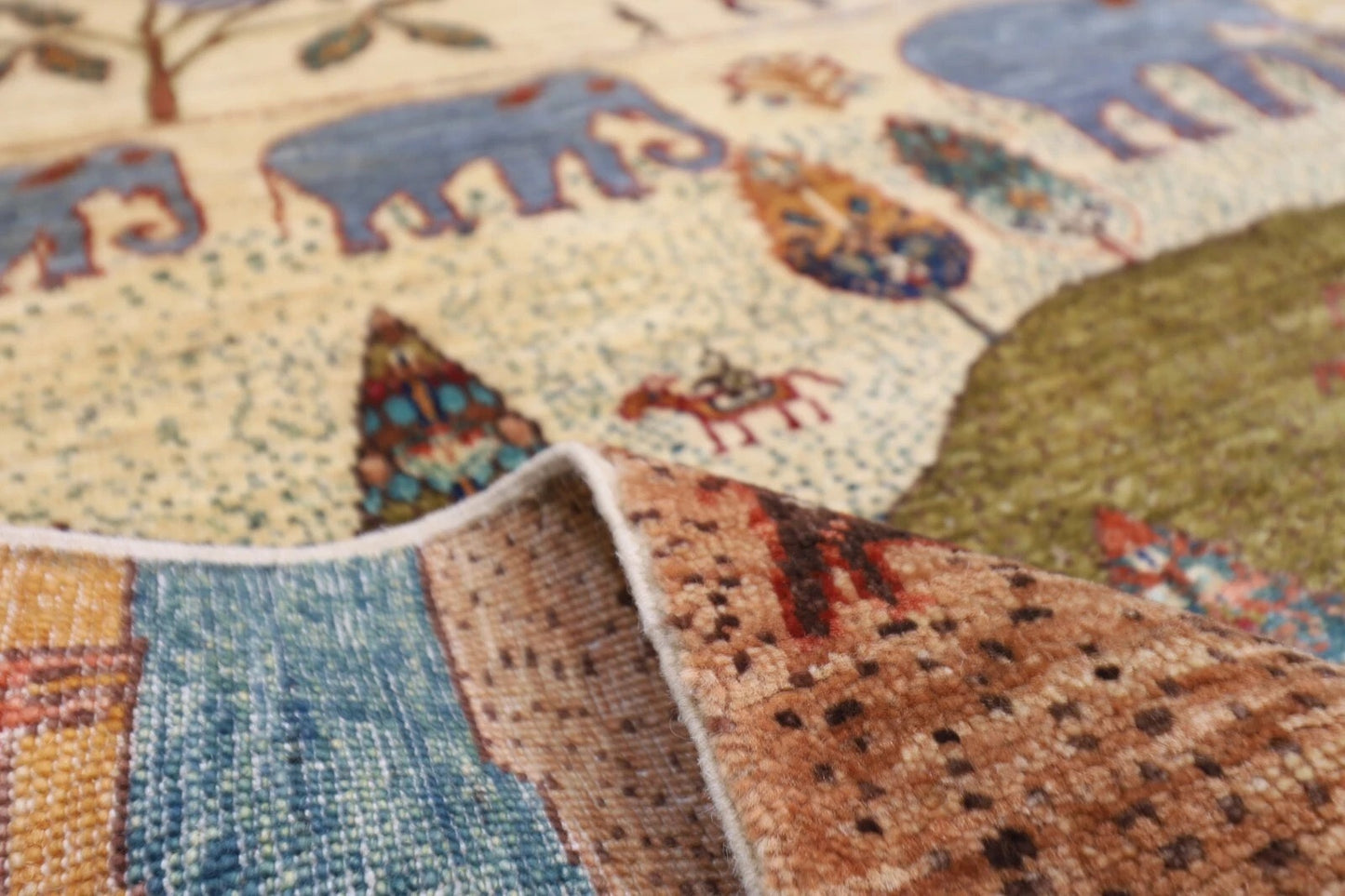 196 x 195 cm | Animal Afghan Tribal Hand Knotted Wool Carpet