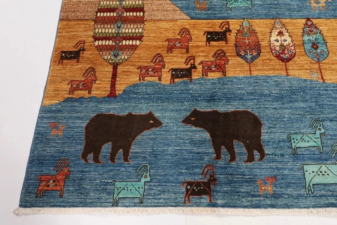 244 x 297 cm | Animal Paradise Afghan Tribal Hand Knotted Carpet