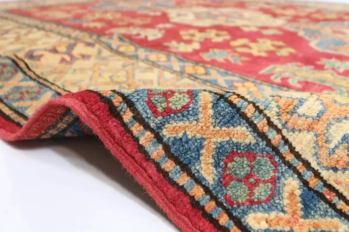 153 x 183 cm | Kazak Tribal Hand Knotted Veg Dye Wool Carpet