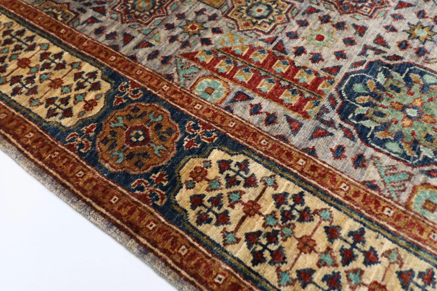 153 x 201 cm | Mamluk Afghan Tribal Hand Knotted Veg Dye Wool carpet