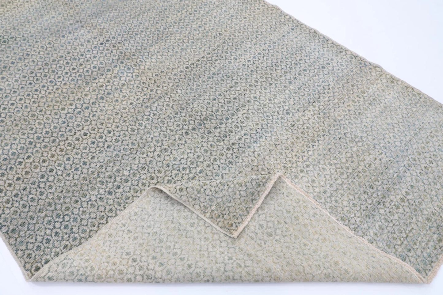 185 x 271 cm | Mamluk Blue Afghan Tribal Hand Knotted Veg Dye Wool Carpet