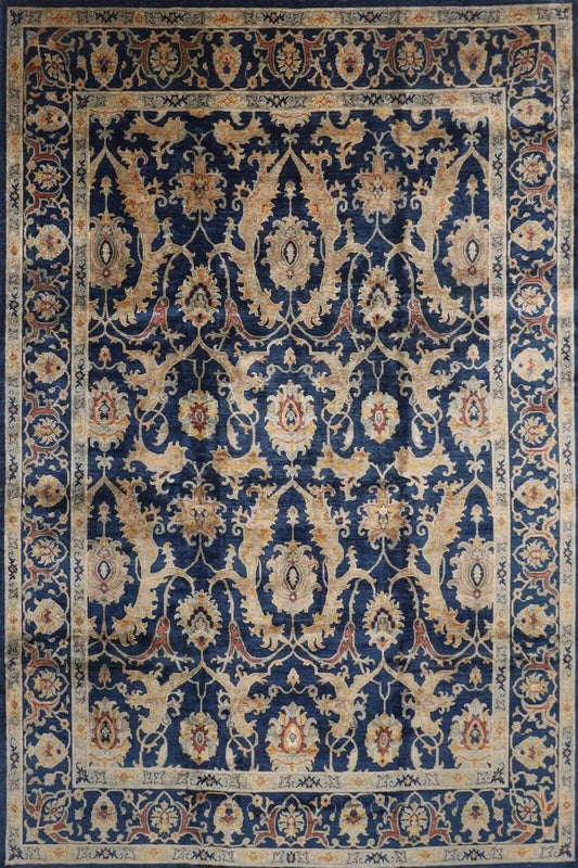 277 x 361 cm | Navy Oriental Afghan Tribal Hand Knotted Carpet