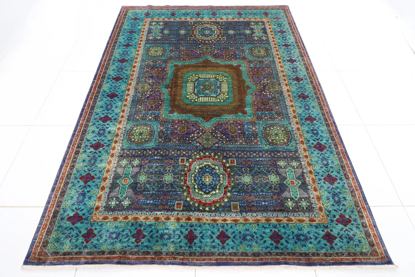 190 x 265 cm |  High Quality Mamluk Purple Afghan Tribal Hand Knotted Veg Dye Wool carpet