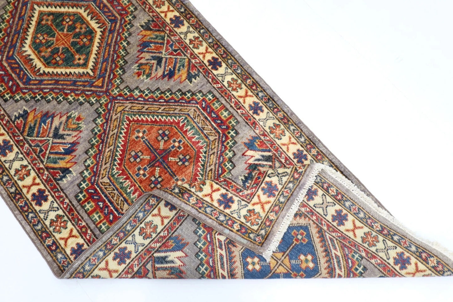 75 x 242 cm | Kazak Afghan Tribal Hand Knotted Wool Runner