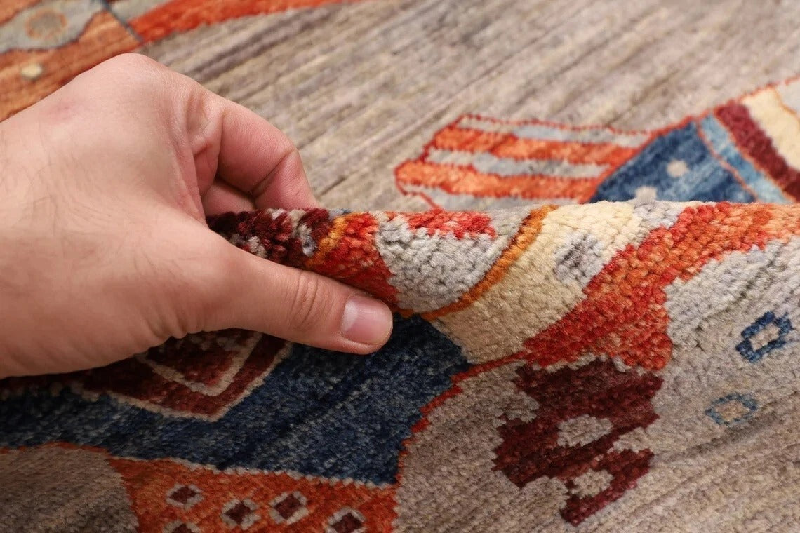 245 x 300 cm | Fish Party Afghan Tribal Hand Knotted Carpet