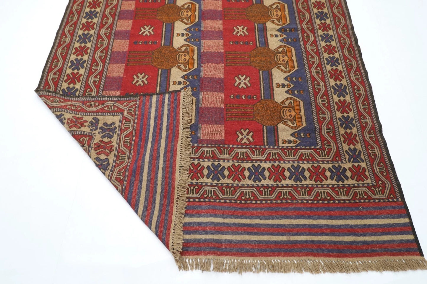 192 x 271 cm | Barjesta Flat Weaved Afghan Tribal Hand Knotted Wool Carpet kilim