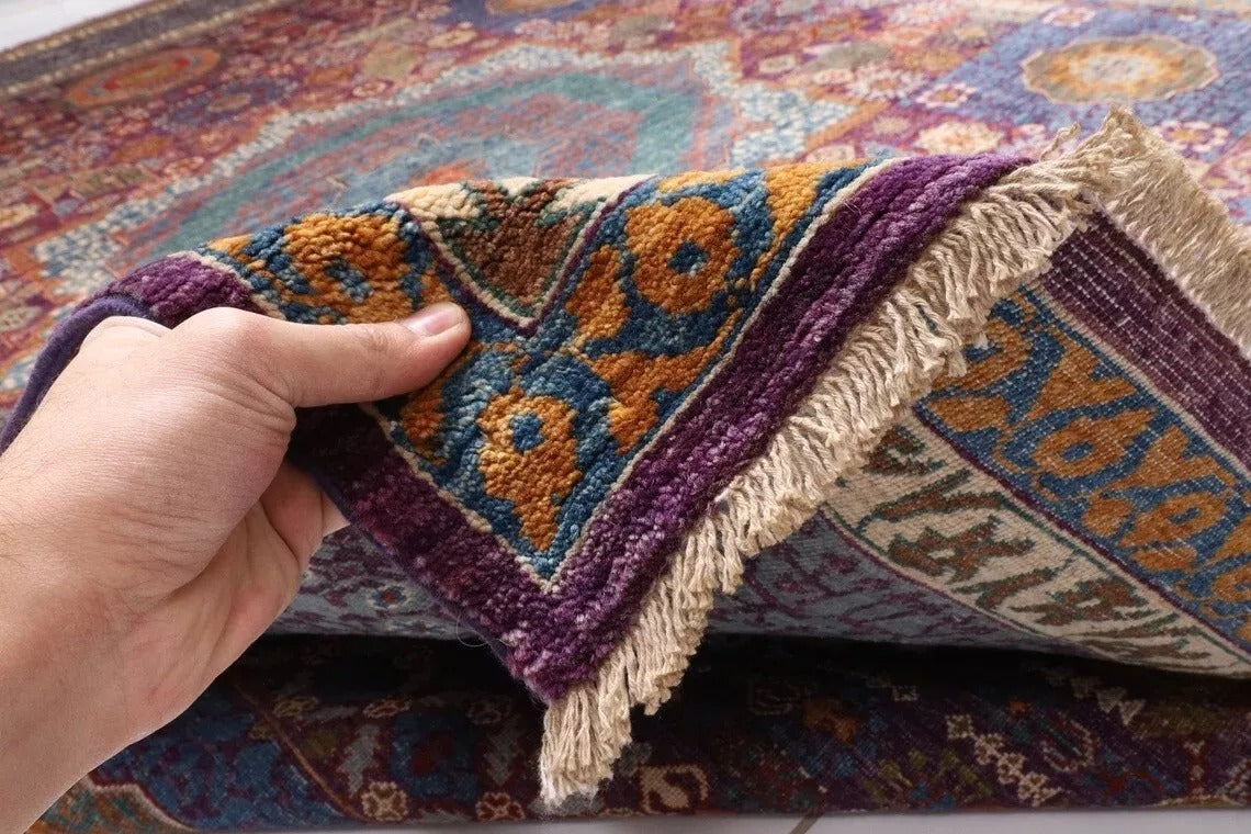 274 x 364 cm | Purple Mamluk Afghan Tribal Hand Knotted Carpet
