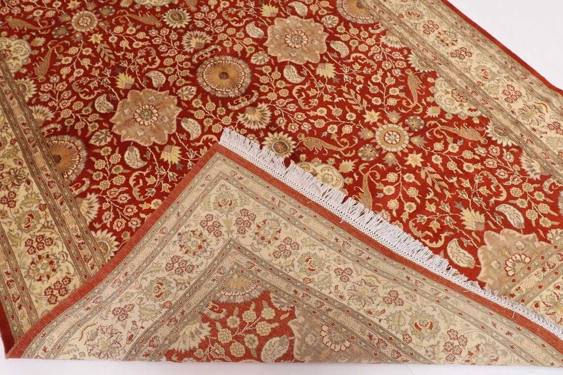 182 x 276 cm | Floral Red Afghan Tribal Hand Knotted Veg Dye Wool Carpet