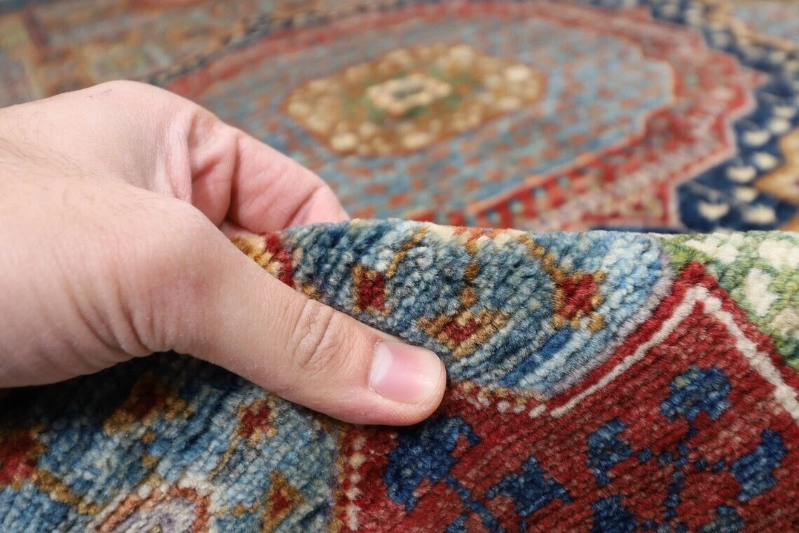 188 x 271 cm | Mamluk Blue Afghan Tribal Hand Knotted Veg Dye Wool carpet