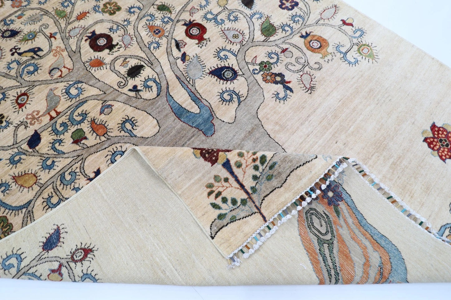 176 x 247 cm | Beige Afghan Tribal Hand Knotted Veg Dye Wool Carpet