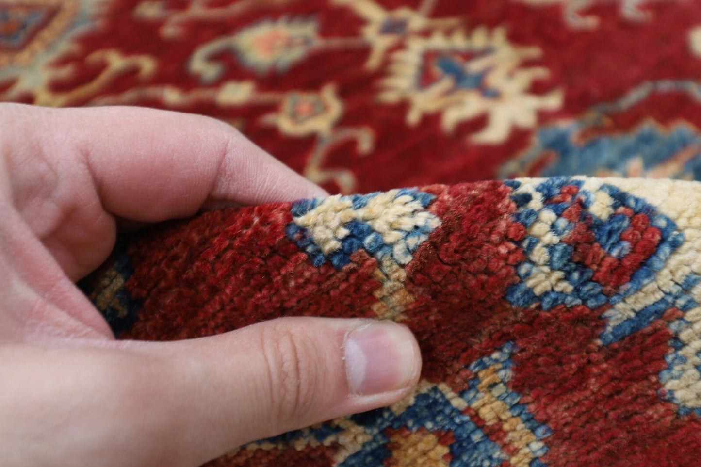 178 x 260 cm | Kazak Red Afghan Tribal Hand Knotted Veg Dye Wool Carpet
