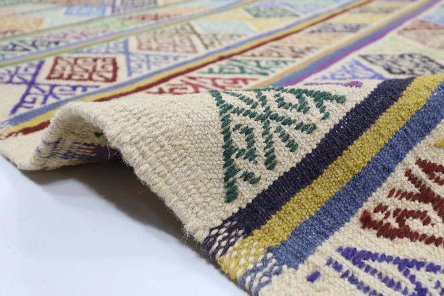 197 x 295 cm | Flat weaved Afghan Tribal Hand Knotted Carpet
