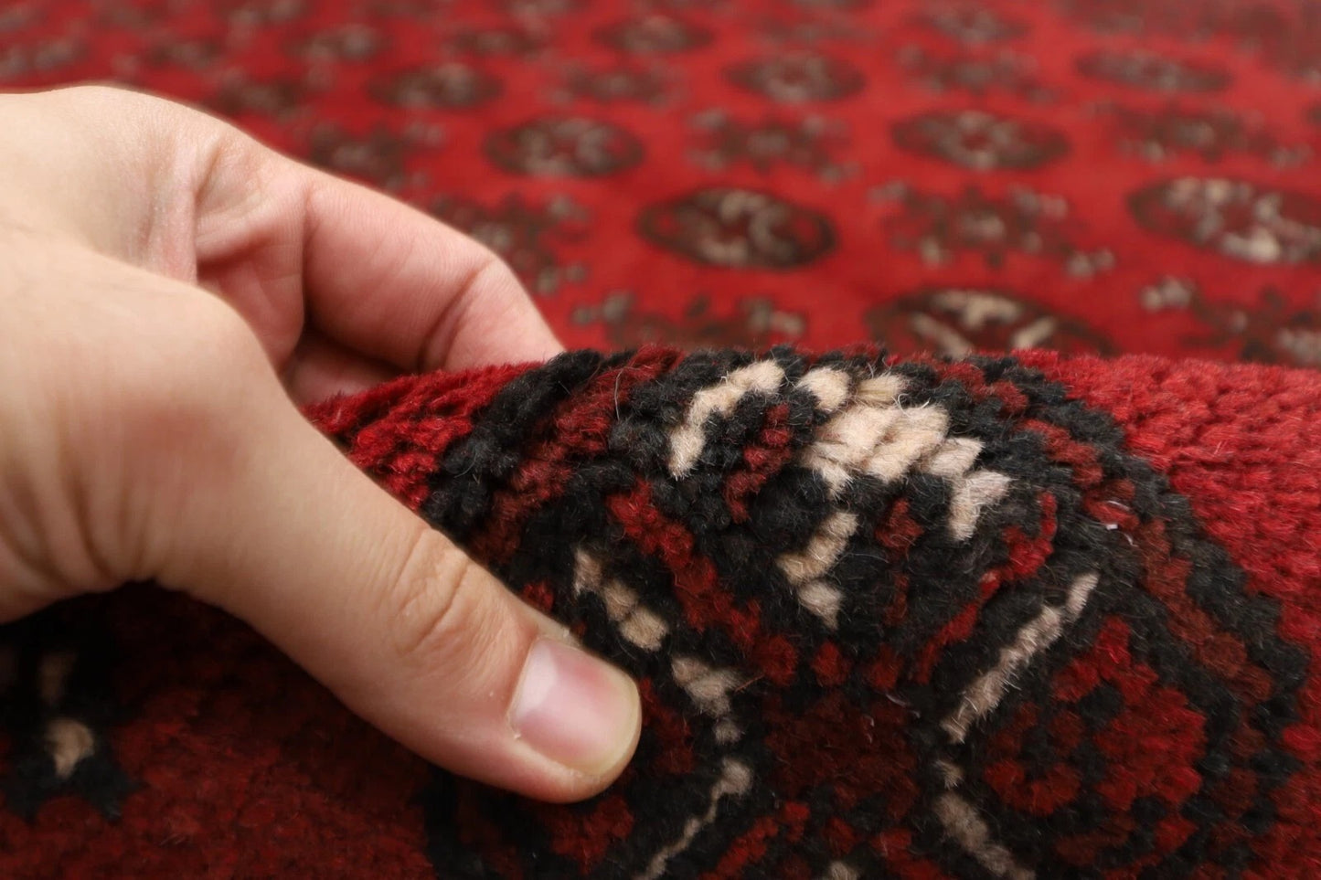 196 x 288 cm | Akja Bokhara Afghan Tribal Hand Knotted Carpet