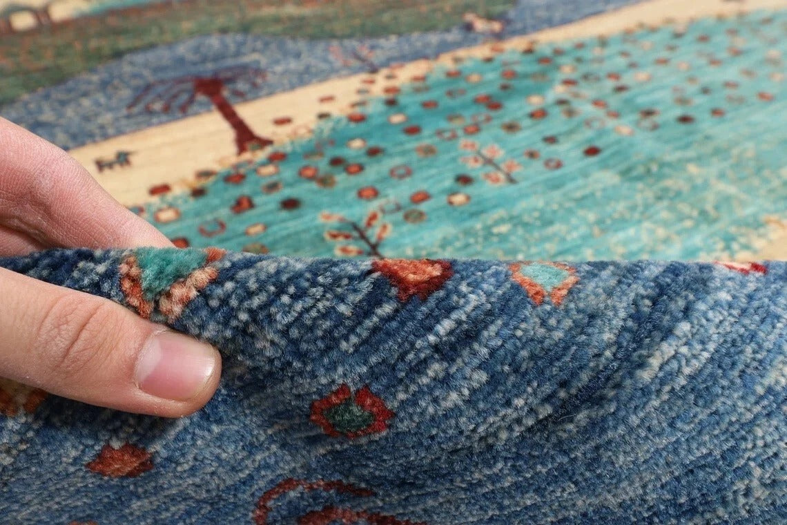 184 x 260 cm | Landscape Gabbeh Afghan Tribal Hand Knotted Veg Dye Wool Carpet