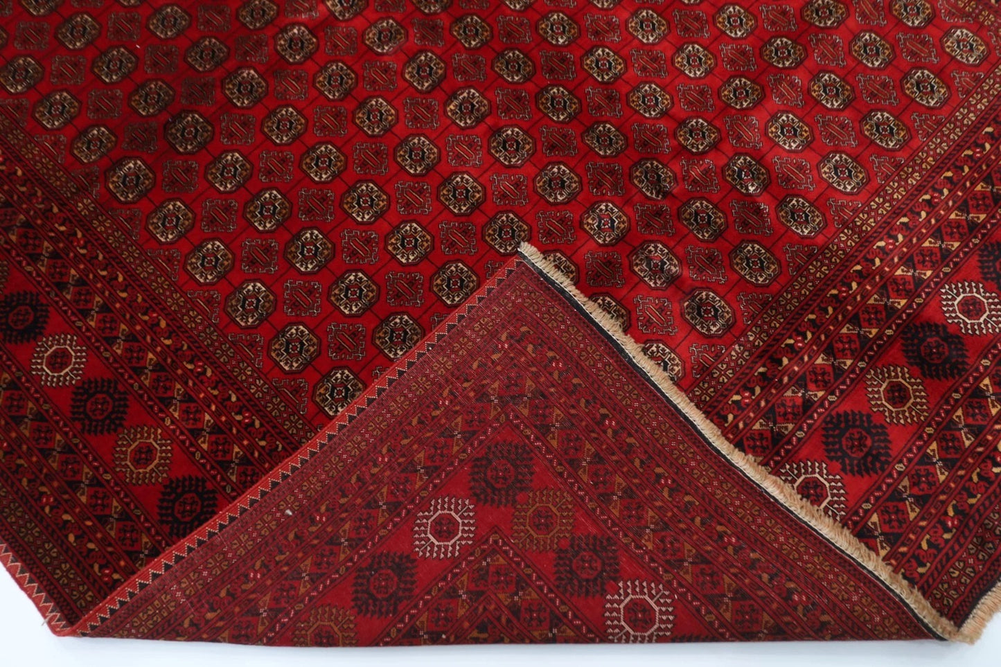 199 x 276 cm | Fine Mori Bokhara Afghan Tribal Hand Knotted Carpet