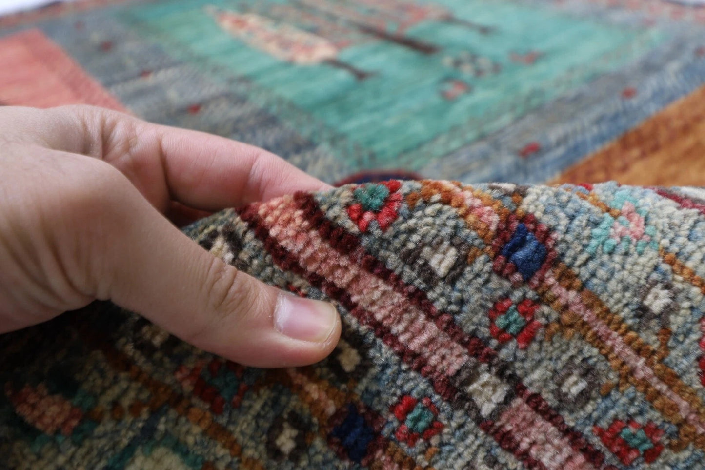149 x 201 cm | Trees Afghan Tribal Hand Knotted Veg Dye Wool carpet