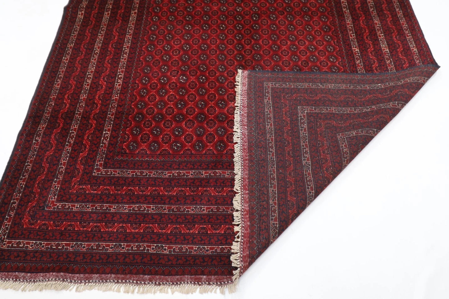 198 x 295 cm | Mori Bokhara Afghan Tribal Hand Knotted Carpet