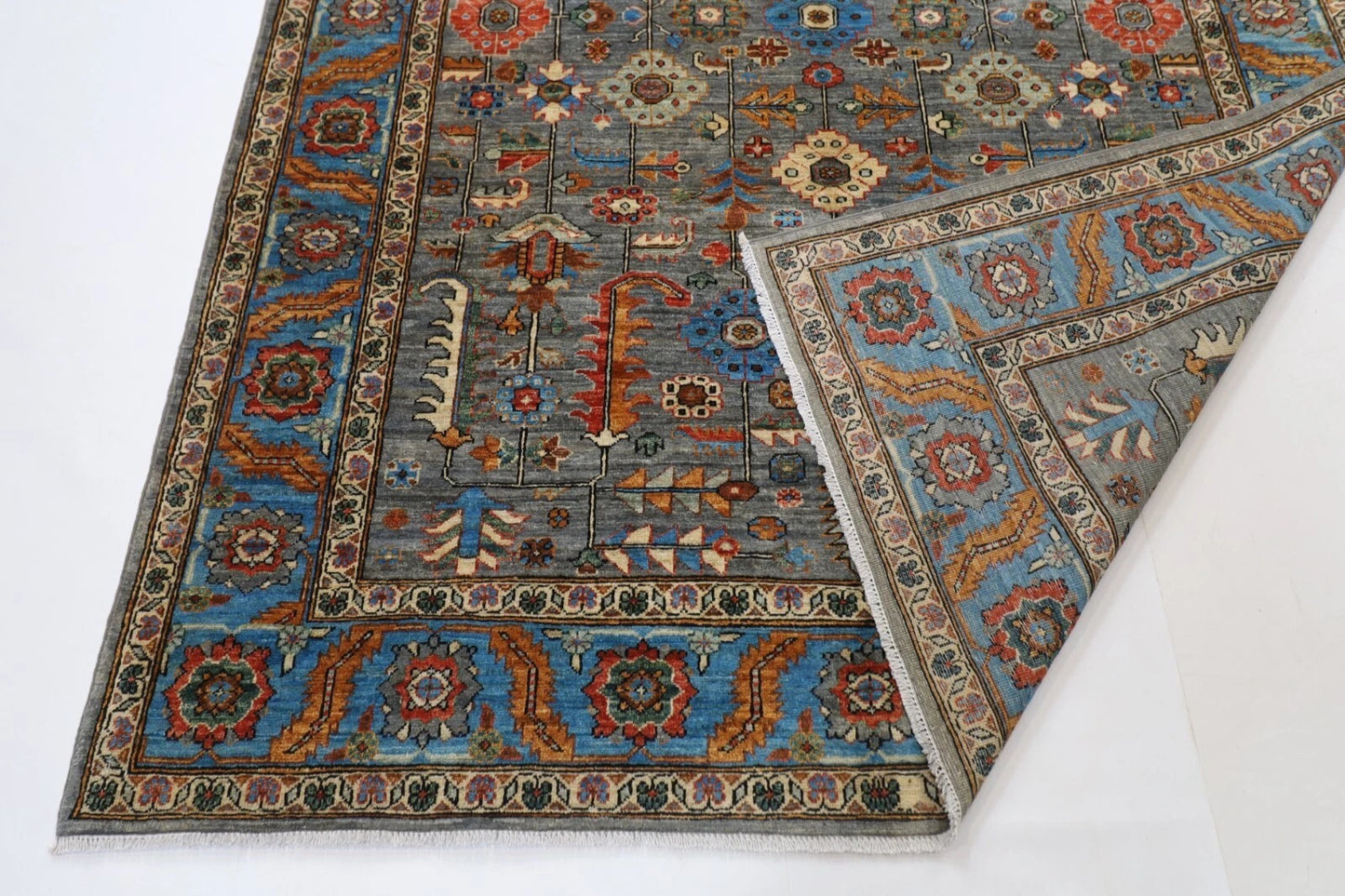 190 x 270 cm | Bidjar Gray Afghan Tribal Hand Knotted Veg Dye Wool carpet