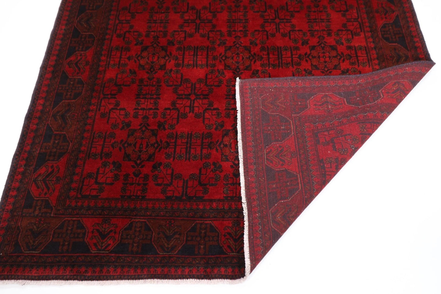 174 x 233 cm | Bokhara Afghan Tribal Hand Knotted Veg Dye Wool Carpet