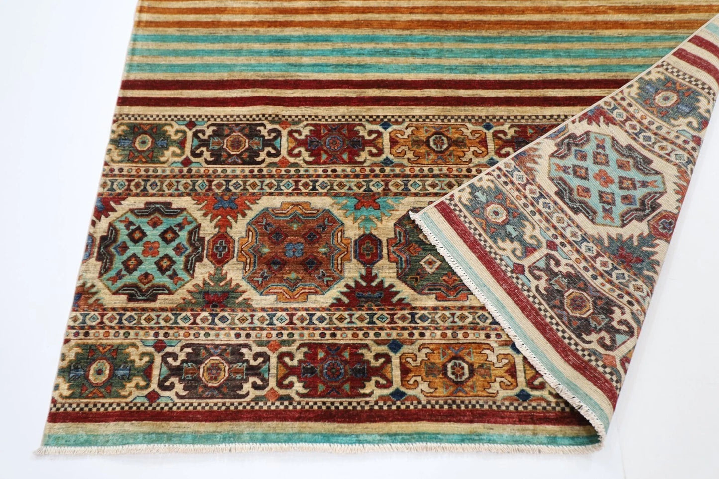 179 x 247 cm | Khorjun Afghan Tribal Hand Knotted Veg Dye Wool Carpet