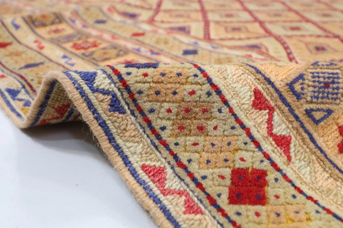 145 x 178 cm | Flat Weaved Afghan Tribal Hand Knotted Veg Dye Wool Carpet