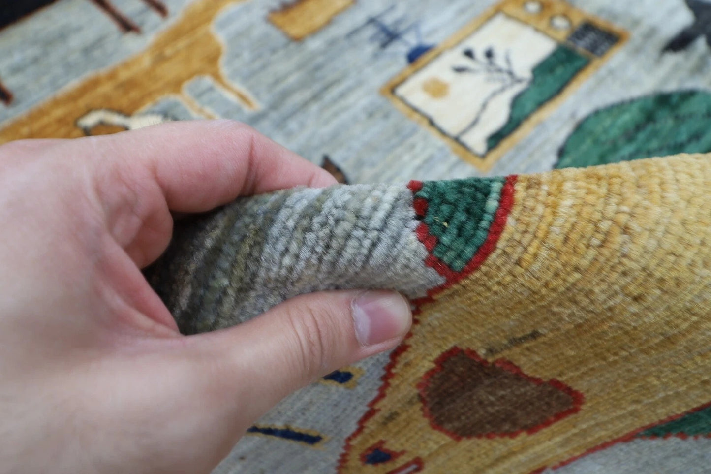185 x 274 cm | Landscape Gabbeh Afghan Tribal Hand Knotted Veg Dye Wool Carpet