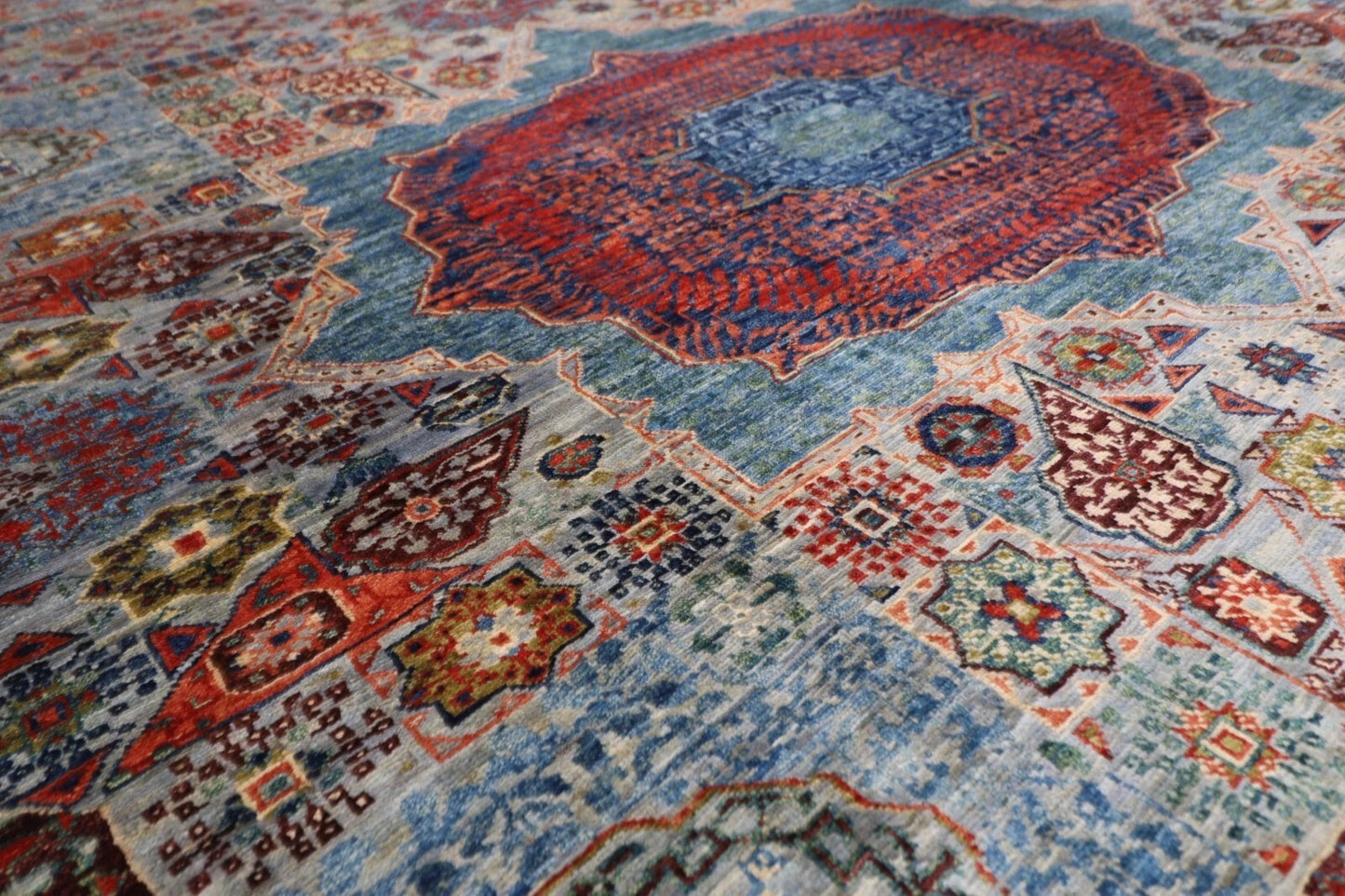 246 x 296 cm | Mamluk Afghan Tribal Hand Knotted Carpet