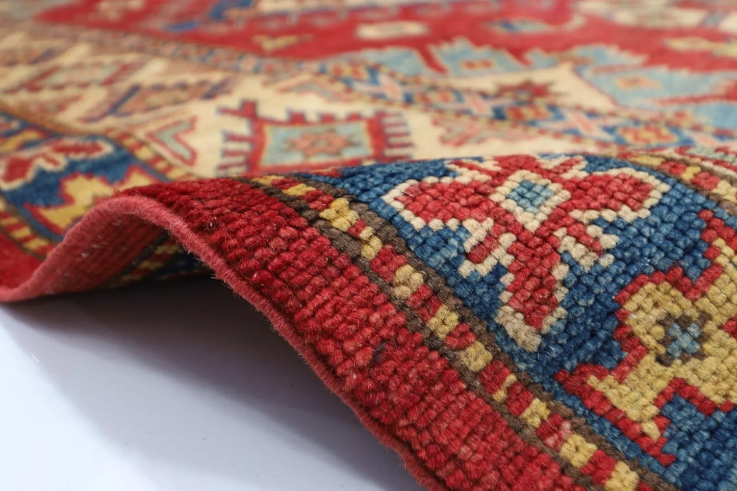 175 x 231 cm | Kazak Afghan Tribal Hand Knotted Veg Dye Wool Carpet