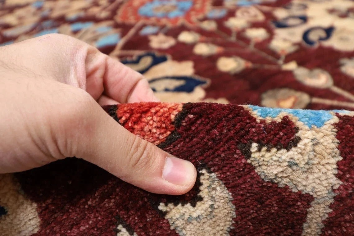 182 x 275 cm | Floral Brown Afghan Tribal Hand Knotted Veg Dye Wool Carpet