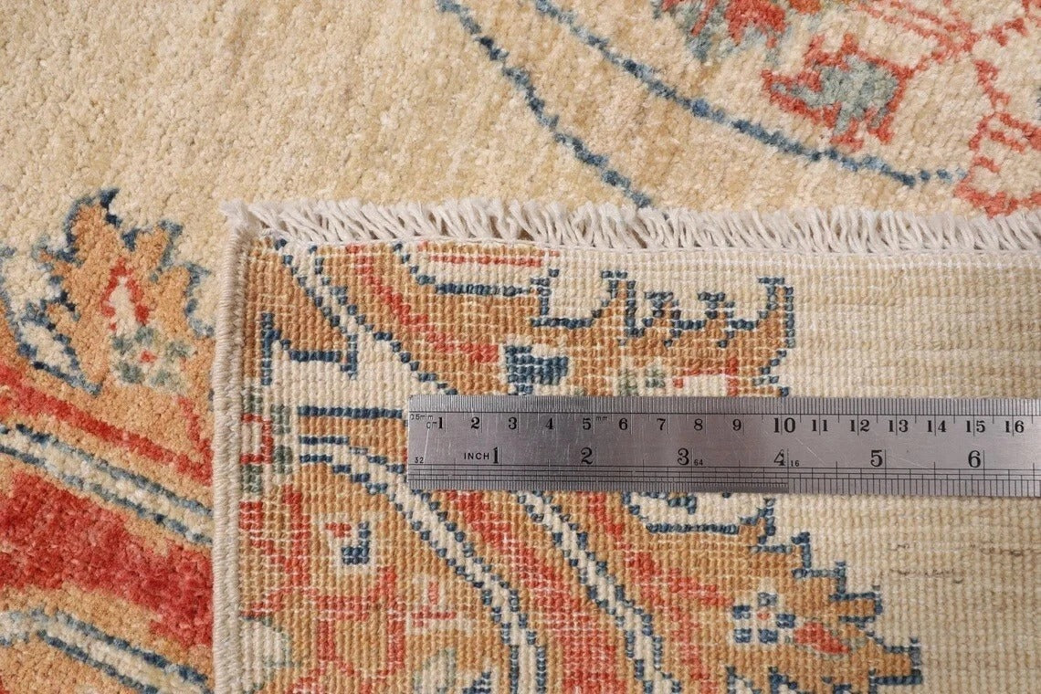 193 x 280 cm | Suzani Beige Afghan Tribal Hand Knotted Veg Dye Wool Carpet