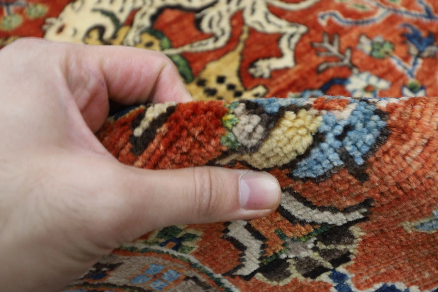197 x 298 cm | Orange Afghan Tribal Hand Knotted Carpet