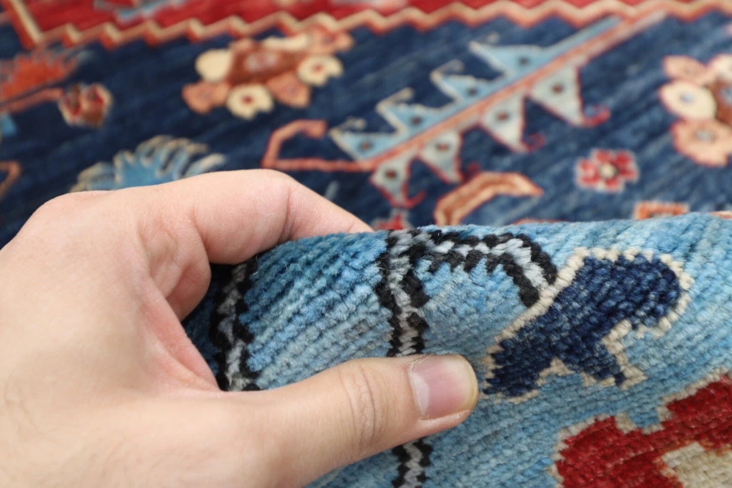 275 x 363 cm | Serapi Navy Afghan Tribal Hand Knotted Carpet