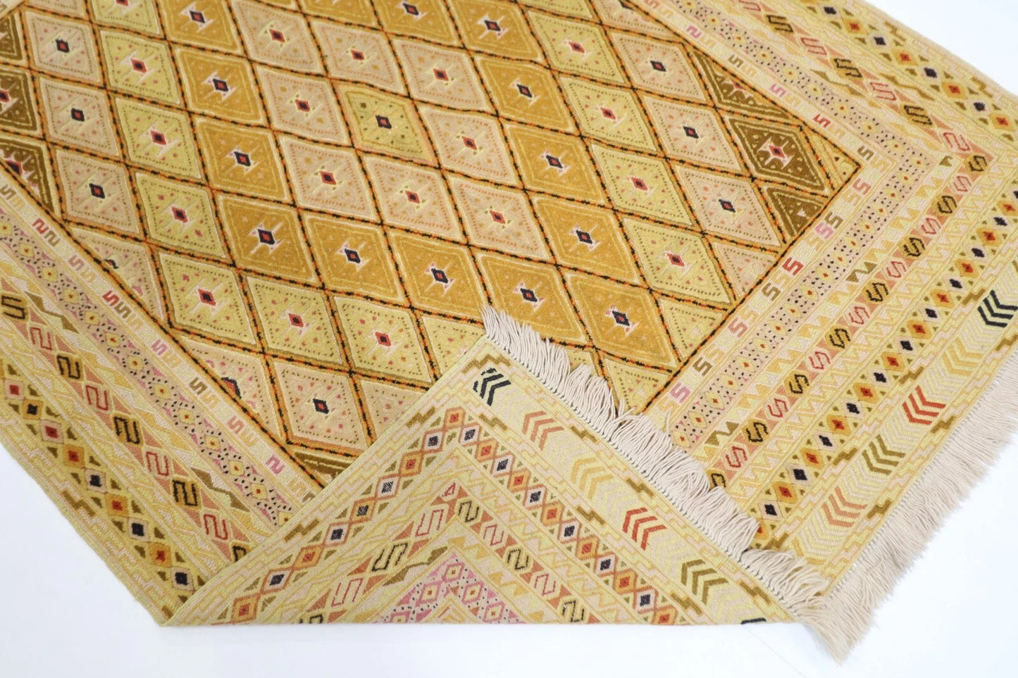 146 x 195 cm | Flat Weave Afghan Tribal Hand Knotted Veg Dye Wool Kilim
