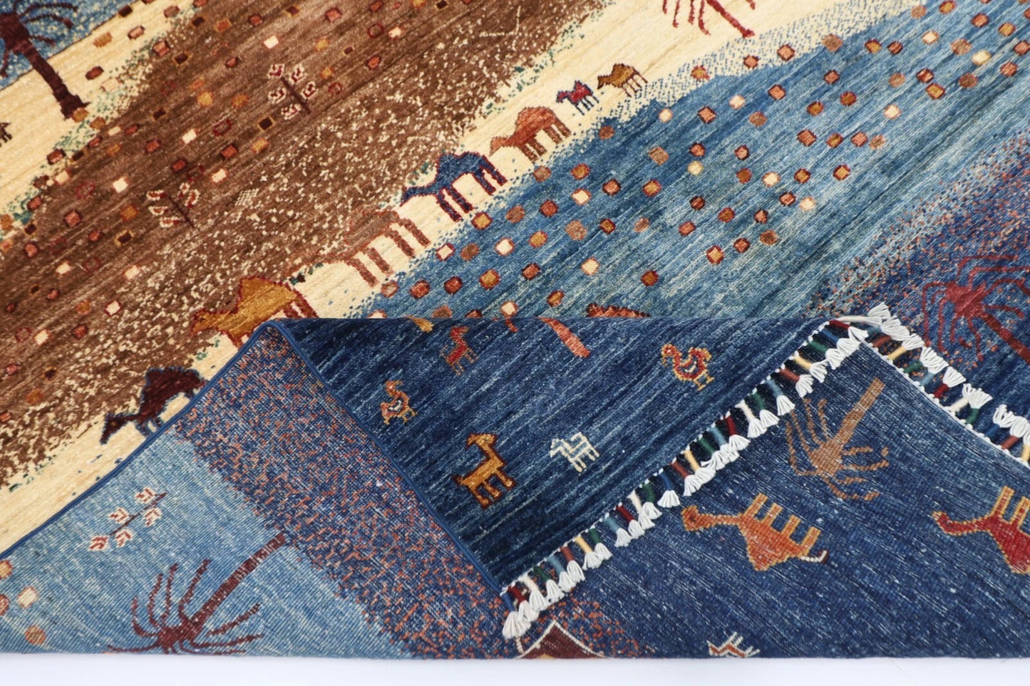 180 x 257 cm | Landscape Animal Afghan Tribal Hand Knotted Veg Dye Wool Carpet