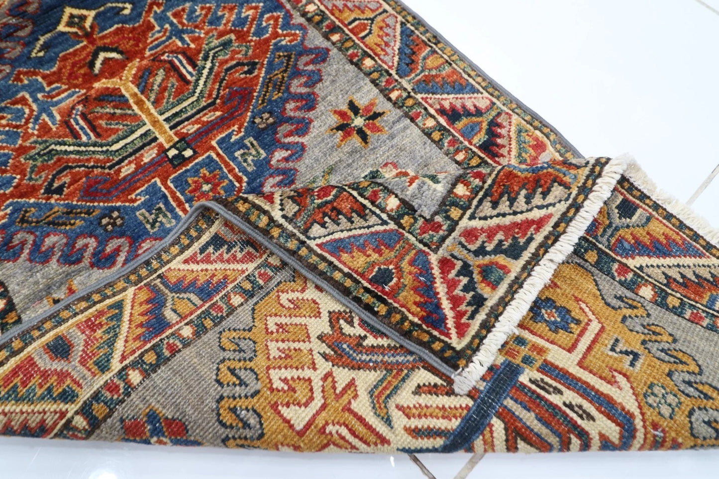 60 x 203 cm | Kazak Afghan Tribal Hand Knotted Wool Runner