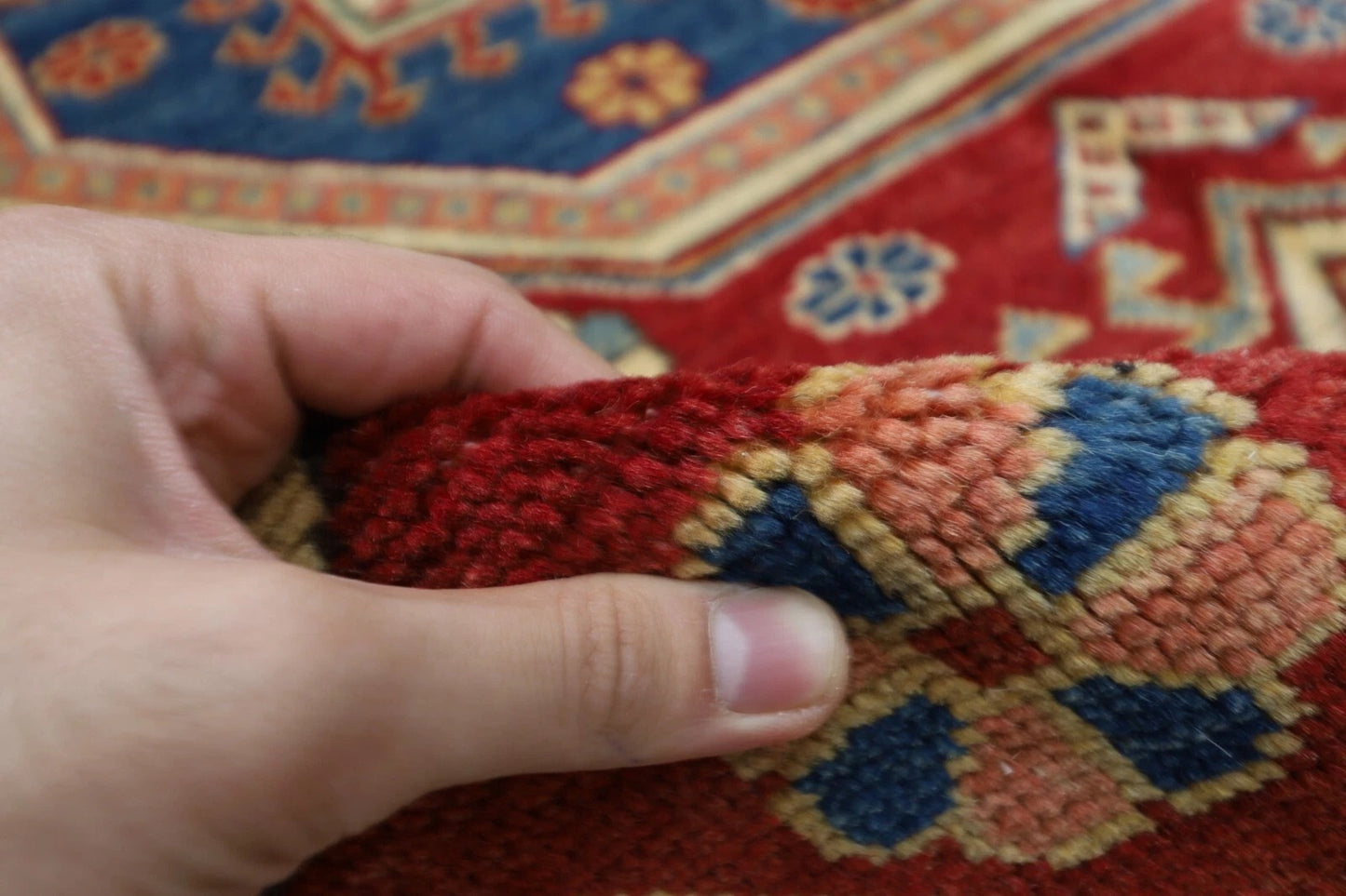 177 x 255 cm | Kazak Afghan Tribal Hand Knotted Veg Dye Wool Carpet